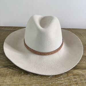 Rag & Bone wool leather trim beige fedora medium
